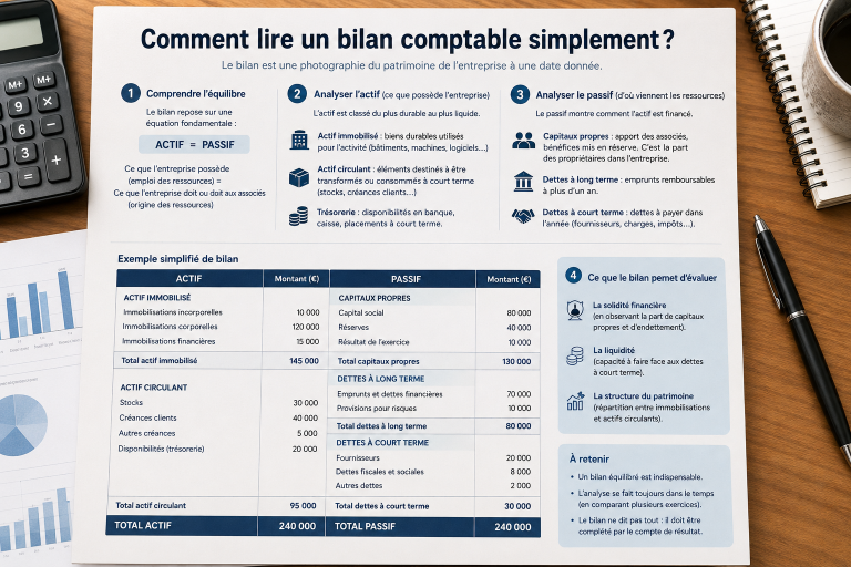 Comment lire un bilan comptable simplement ? Le guide pour les entrepreneurs de Bourgogne Franche-Comté